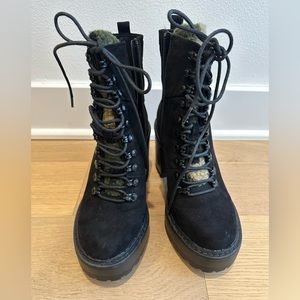 Madden Girl Kikki Black platform boots, size 6.5